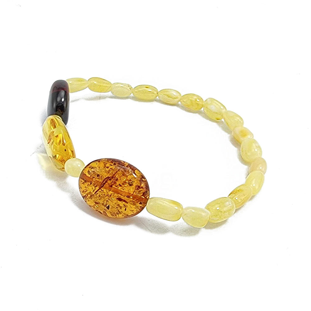 Multi-Color Amber Nugget Stretch Bracelet