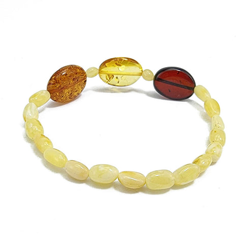 Multi-Color Amber Nugget Stretch Bracelet