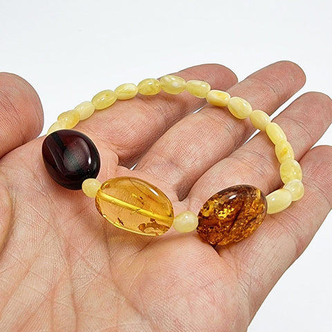 Multi-Color Amber Nugget Stretch Bracelet