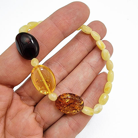 Multi-Color Amber Nugget Stretch Bracelet