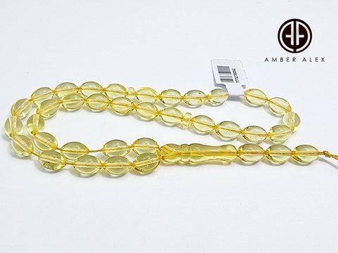 Transparent Amber Olive Shape 6 mm Islamic Prayer Beads