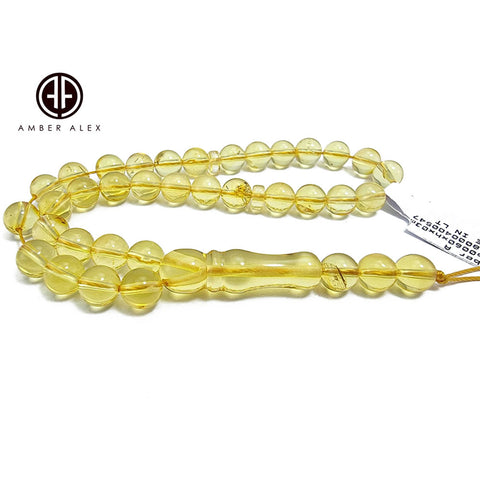 Transparent Amber Round Shape 6 mm Islamic Prayer Beads