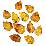 Cognac Amber Carved Leaf Cabochons