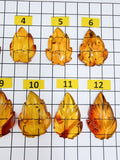 Cognac Amber Carved Leaf Cabochons