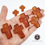Cognac Amber Carved Cross Cabochons