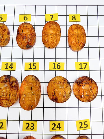 Cognac Amber Carved Bee Cabochons