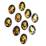 Cherry Amber Engraved Butterfly Oval Shape Cabochon
