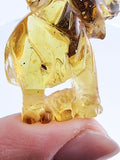Fossil Amber Carved Elephant Figurine With Insects