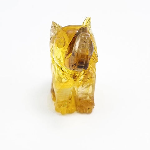 Fossil Amber Carved Elephant Figurine With Insects