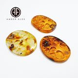 Cognac Amber Carved Tree Cabochons
