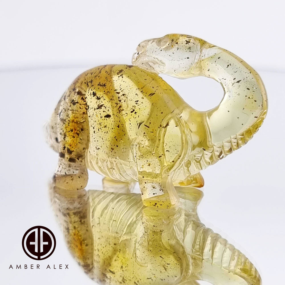 Fossil Amber Carved Dinosaurs Figurine