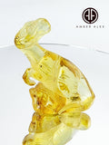Natural Amber Carved Dinosaur Figurine With Insects
