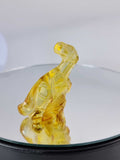 Natural Amber Carved Dinosaur Figurine With Insects