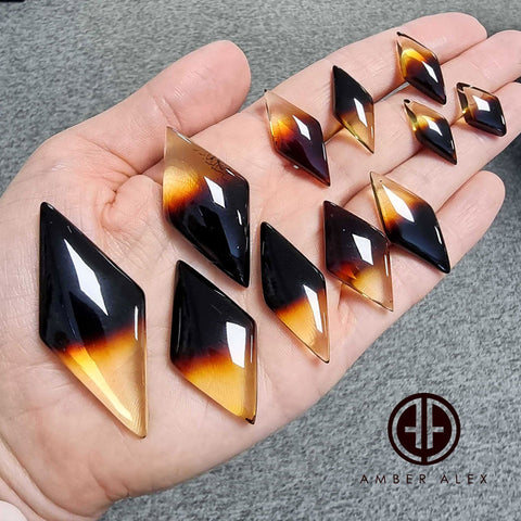 Gradient Amber Rhombus Shape Cabochons