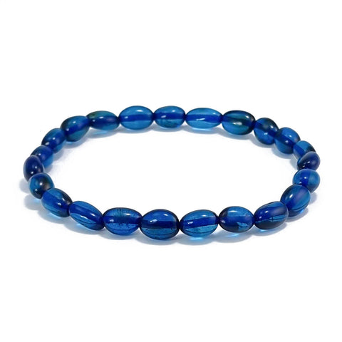 Blue Amber Small Nugget Stretch Bracelet