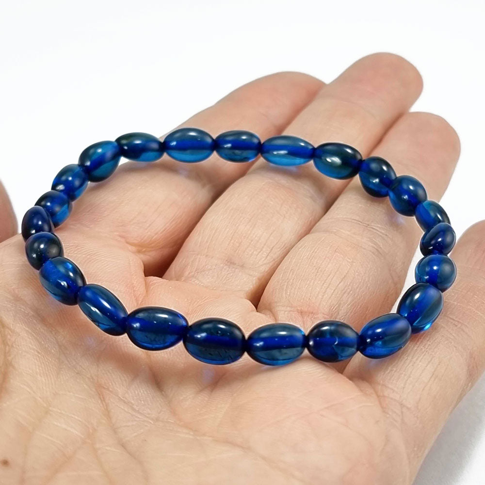 Blue Amber Small Nugget Stretch Bracelet