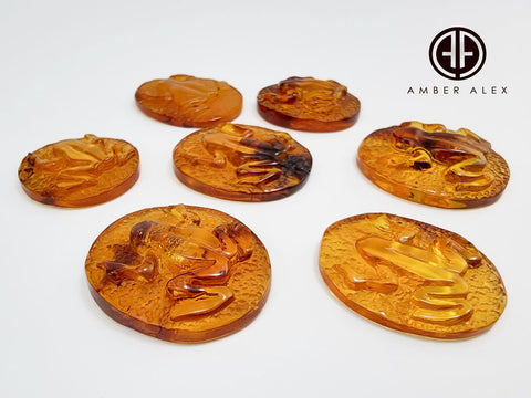 Cognac Amber Carved Frog Cabochon