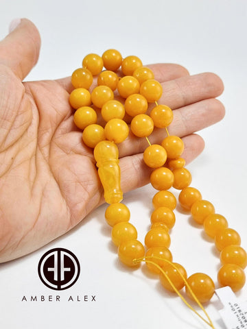 Antique Amber Round Shape 11 mm Islamic Prayer Beads