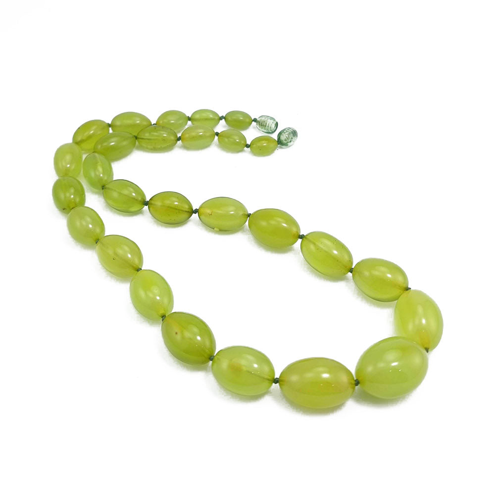 Green Color Amber Olive Beads Necklace