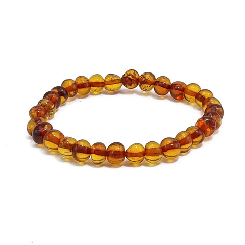 Cognac Amber Baroque Beads Stretch Bracelet