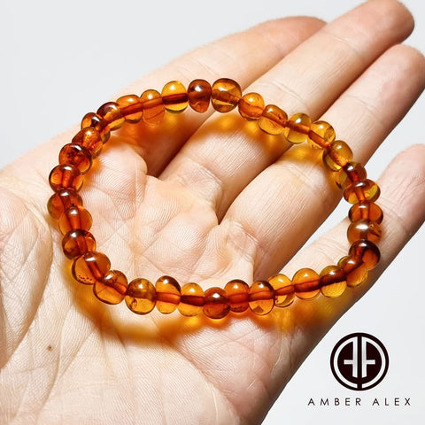 Cognac Amber Baroque Beads Stretch Bracelet