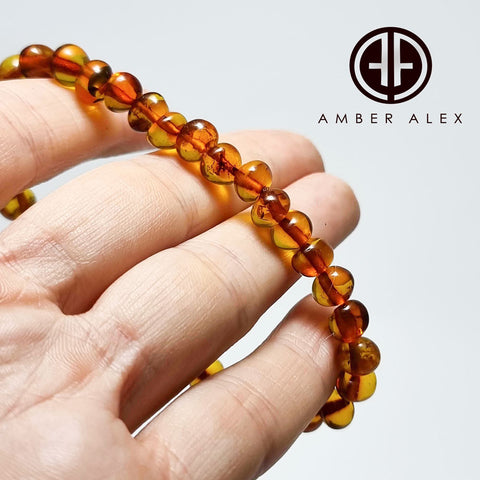 Cognac Amber Baroque Beads Stretch Bracelet