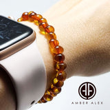 Cognac Amber Baroque Beads Stretch Bracelet
