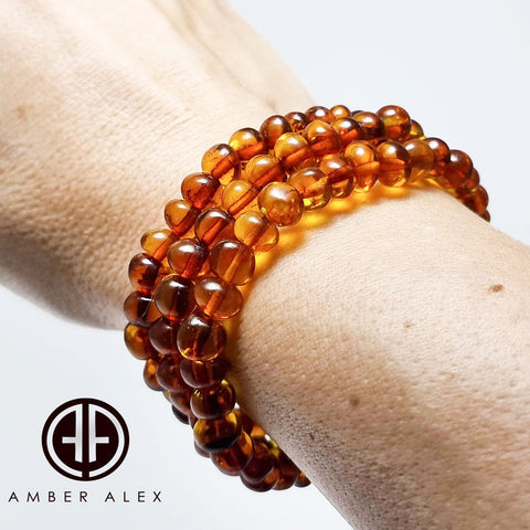 Cognac Amber Baroque Beads Stretch Bracelet