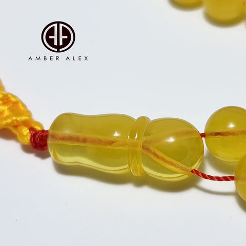 Yellow With Transparent Amber Round Shape 9 mm Islamic Prayer Beads