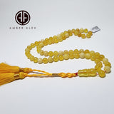 Yellow With Transparent Amber Round Shape 9 mm Islamic Prayer Beads