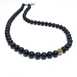 Black Amber Round Beads Necklace