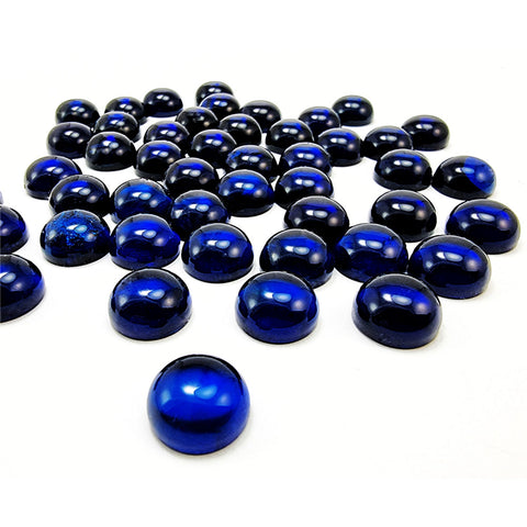 Blue Amber Calibrated Round Cabochons