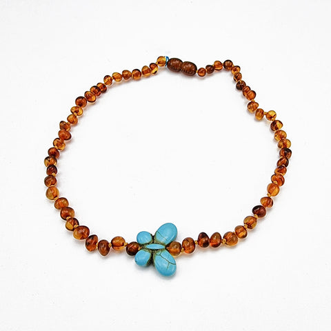 "KIDDO" Cognac Amber Baroque Beads Baby Necklace