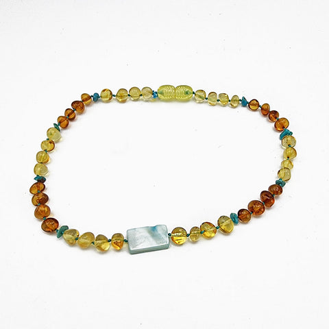 "KIDDO" Lemon & Cognac Amber Baroque Beads Baby Necklace