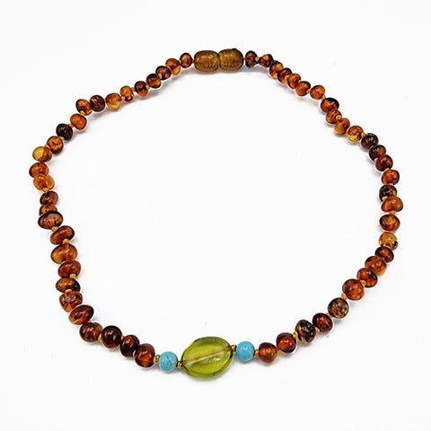 "KIDDO" Cognac Amber Baroque Beads Baby Necklace