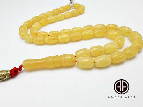 Yellow Milky Amber Barrel Shape 8 mm Islamic Prayer