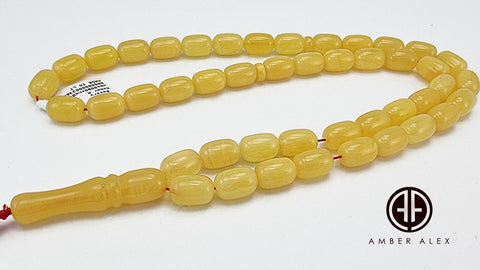 Yellow Milky Amber Barrel Shape 8 mm Islamic Prayer