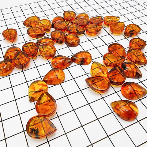 Cognac Amber Calibrated Drop Cabochons