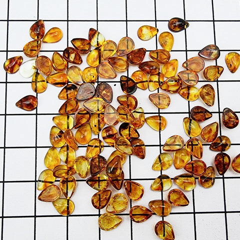 Cognac Amber Calibrated Drop Cabochons