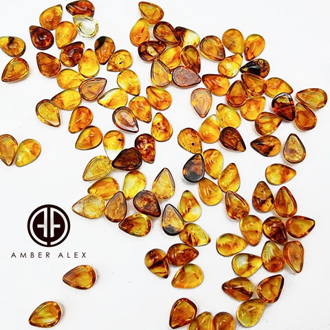 Cognac Amber Calibrated Drop Cabochons