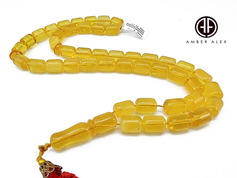 Transparent Amber Barrel Shape 8.5mm Islamic Prayer Beads