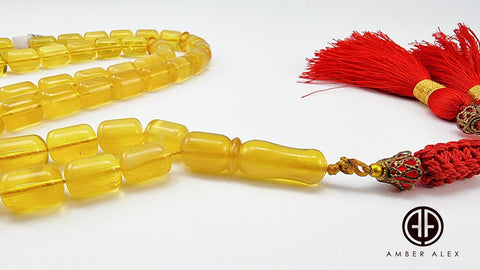 Transparent Amber Barrel Shape 8.5mm Islamic Prayer Beads