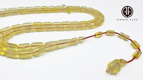 Transparent Amber Barrel Shape 7 mm Islamic Prayer Beads