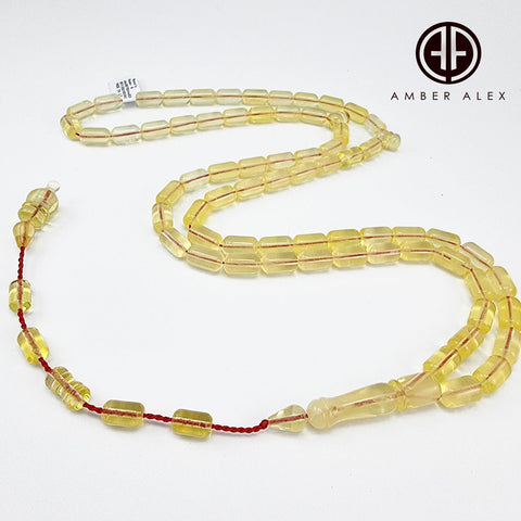 Transparent Amber Barrel Shape 7 mm Islamic Prayer Beads