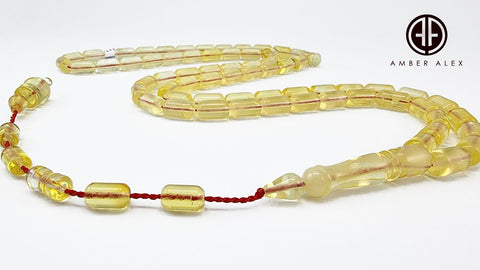 Transparent Amber Barrel Shape 7 mm Islamic Prayer Beads