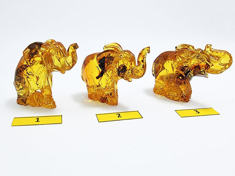 Cognac Amber Carved Elephant Figurine