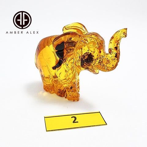 Cognac Amber Carved Elephant Figurine