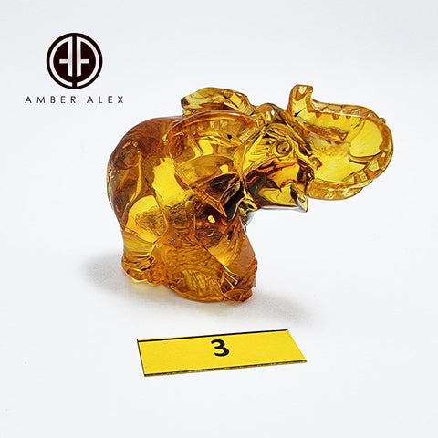 Cognac Amber Carved Elephant Figurine