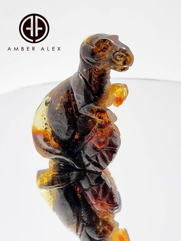 Fossil Amber Carved Dinosaurs Figurine