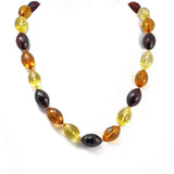 Multi - Color Amber Faceted Olive Beads Necklace